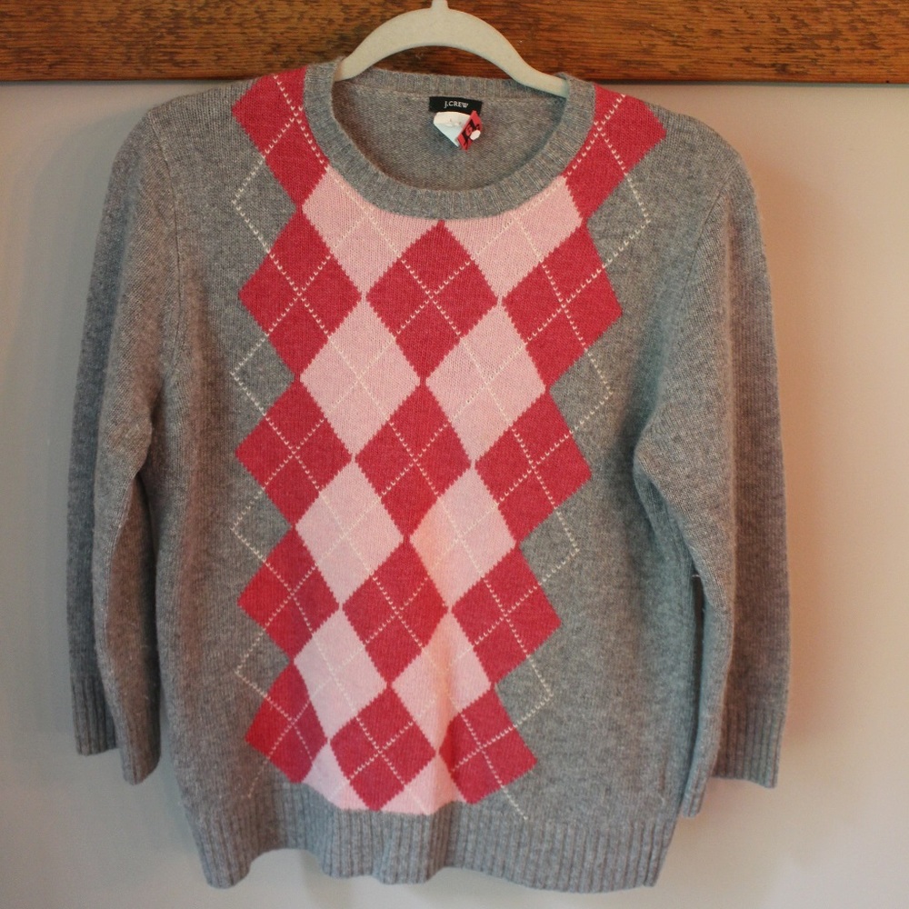 JCrew wool argyle sweater (L)